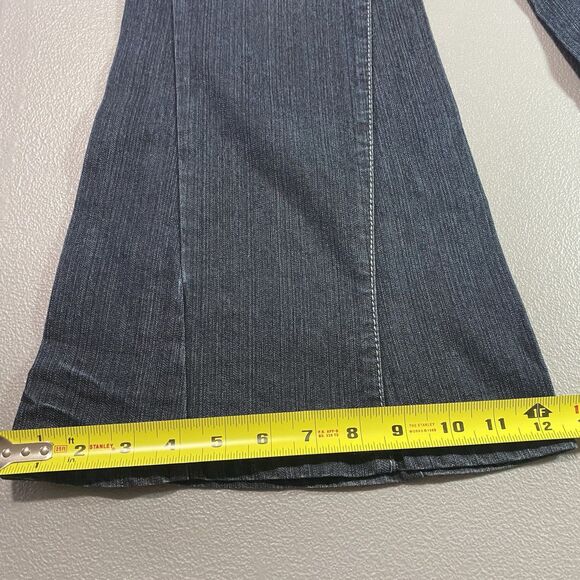 Vintage Y2K FRAGILE Jeans Low Rise Flare Glitter Button Dark Wash Womens 7 Blue - Picture 7 of 13